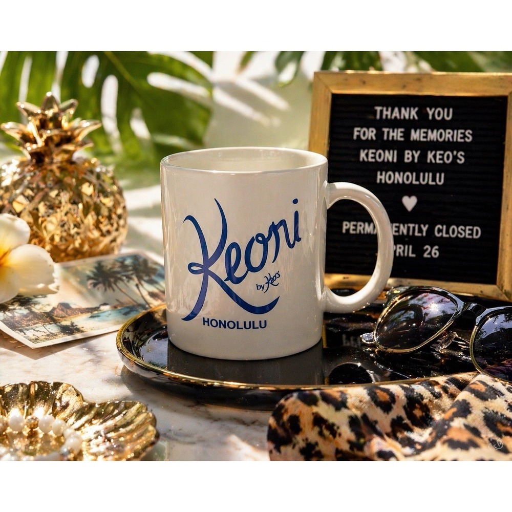 keoni by keo's honolulu hawaii Coffee White mug (now Closed) restaurant souvenir
